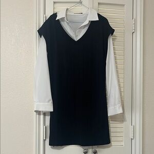 SHEIN Black and White Long Sleeve Dress